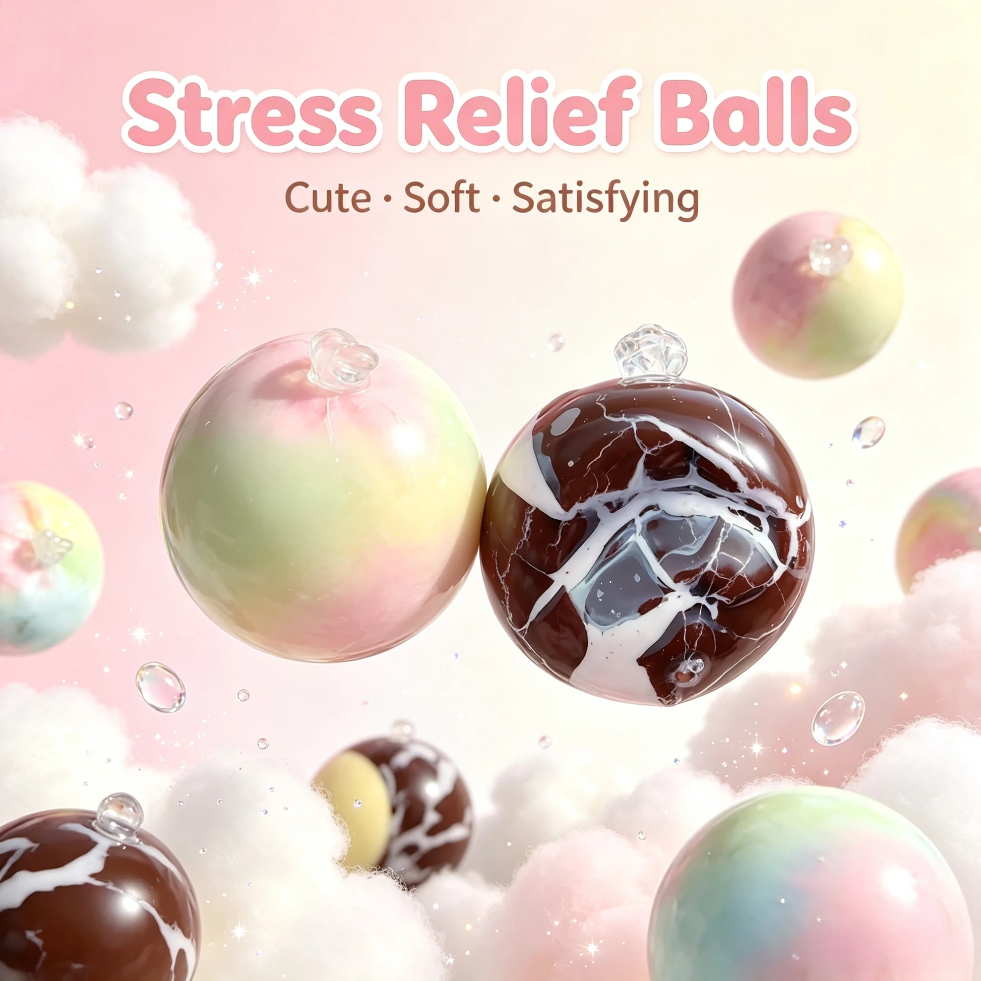 1-3Pcs Cracking Wax Ball Fidget Toy Handmade Cantaloupe Chocolate Soft Squeeze Ball anti Stress Sensory Decompression Toy