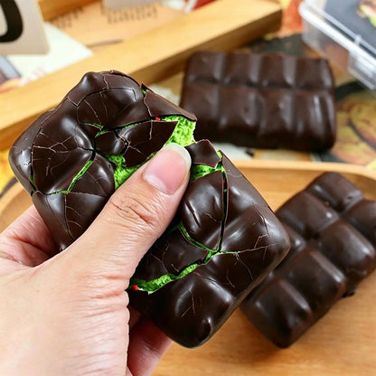 Chocolate Squeeze Toy Crispy Chocolate Wax Cracking Stress Ball Soft Realistic Food Squeeze Fidget Toy Relieve Stress Squishy