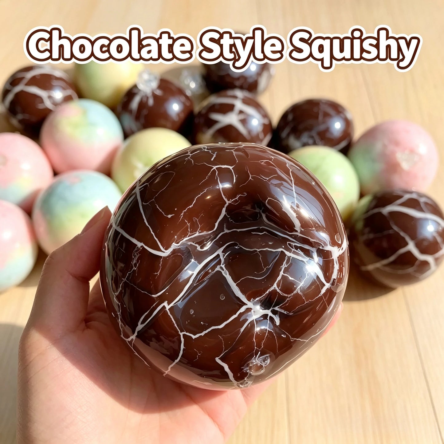 1-3Pcs Cracking Wax Ball Fidget Toy Handmade Cantaloupe Chocolate Soft Squeeze Ball anti Stress Sensory Decompression Toy